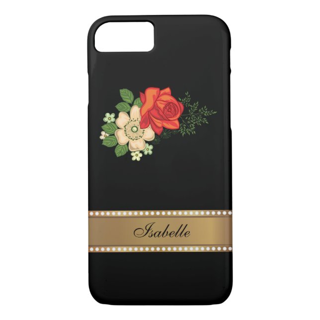 Rote Rose und Daisies - Personalisierter Name Case-Mate iPhone Hülle (Rückseite)