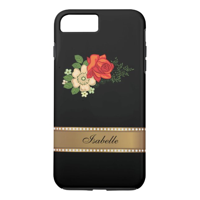 Rote Rose und Daisies - Personalisierter Name Case-Mate iPhone Hülle (Rückseite)