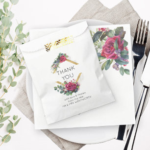 Rote Rose und Eukalyptus Hochzeits-Dankeschön Geschenktütchen
