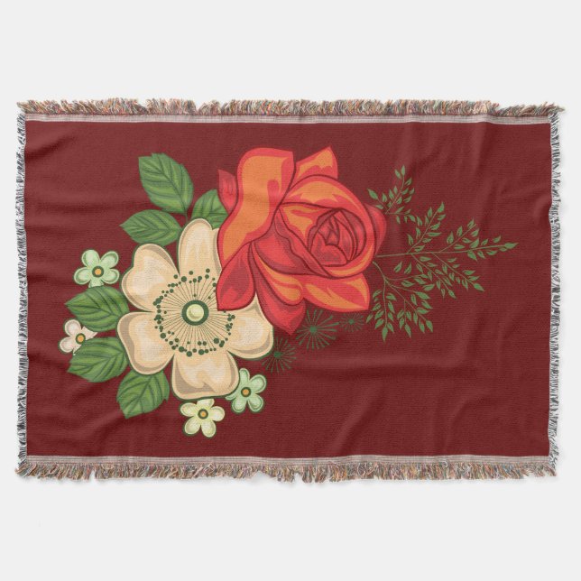 Rote Rose und Gänseblümchen Decke (Vorderseite)