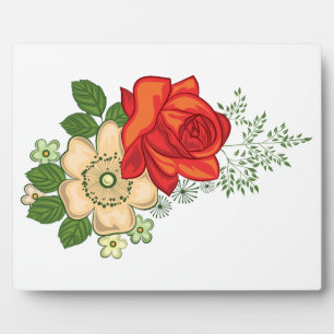 Rote Rose und Gänseblümchen Fotoplatte