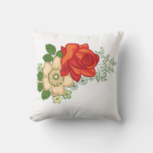Rote Rose und Gänseblümchen Kissen