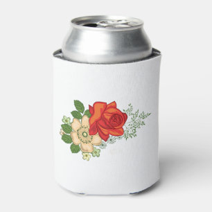 Rote Rose und Gänseblümchen Kühler für Dosen Dosenkühler