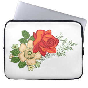 Rote Rose und Gänseblümchen Laptopschutzhülle