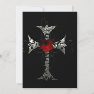 Rote Rose und gotisches Brautparty Einladung