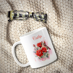 Rote Rose und Kardinal Personalisiert Kaffee Tasse