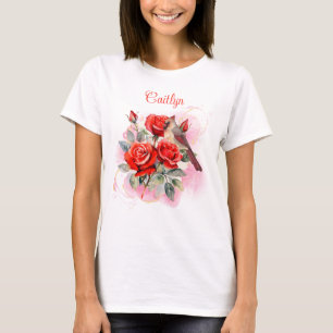 Rote Rose und Kardinal Personalisiert T-Shirt