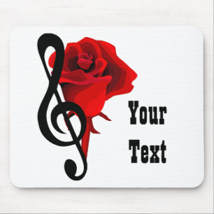 Rote Rose und Liebe Musik Mousepad