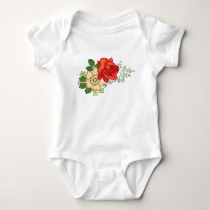 Rote Rose und Milchprodukte Baby Strampler