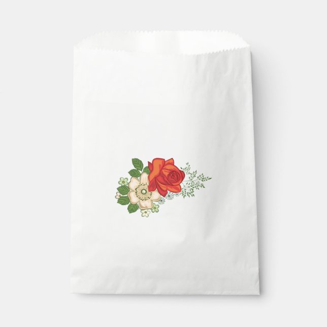 Rote Rose und Milchprodukte Geschenktütchen (Vorderseite)