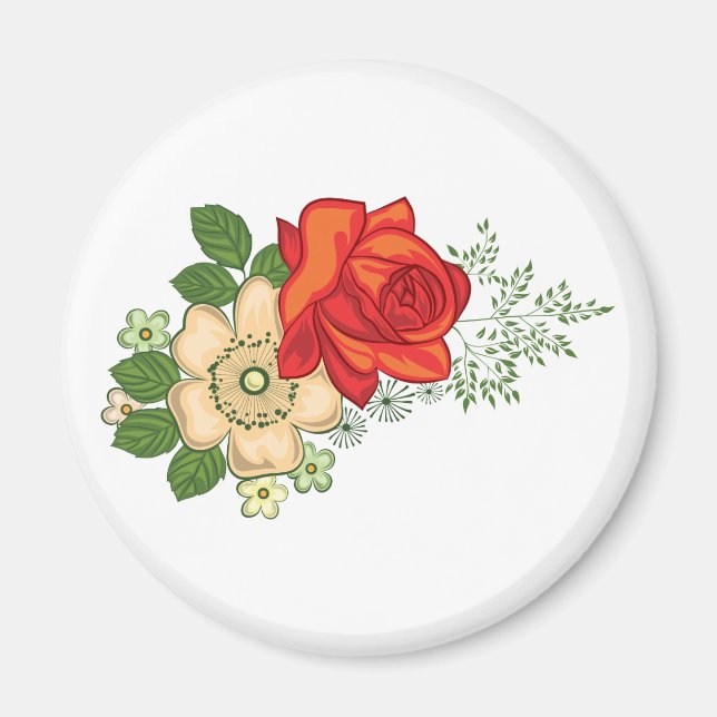 Rote Rose und Milchprodukte Magnet (Vorne)