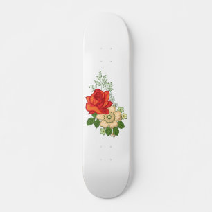 Rote Rose und Milchprodukte Skateboard