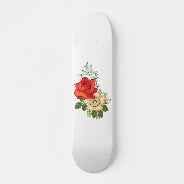 Rote Rose und Milchprodukte Skateboard (Vorne)