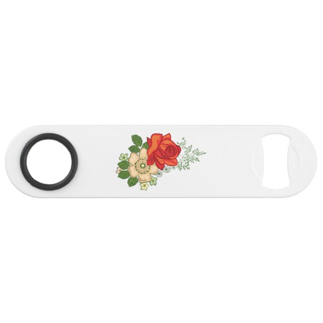 Rote Rose und Milchprodukte Speed Flaschenöffner (Rückseite Horizontal)