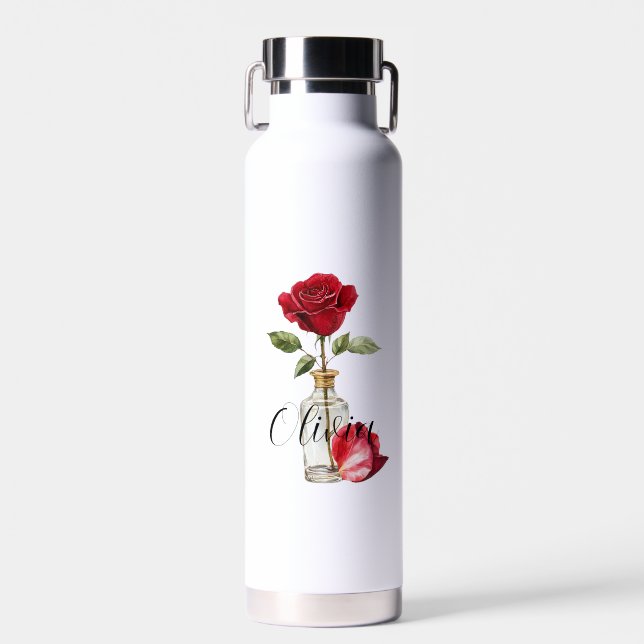 Rote Rose und Petal Trinkflasche (Vorne)