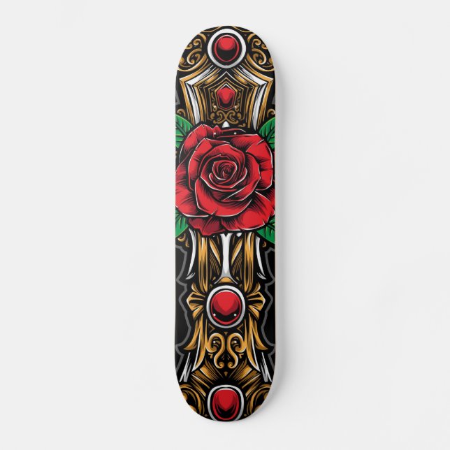 Rote Rose und Rubys Skateboard (Vorderseite)