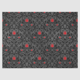Rote Rose und Schwarz-Damast Decoupage Seidenpapier