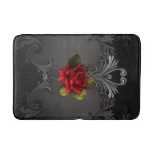 Rote Rose und Schwarz-Gotisches Elegant Badematte