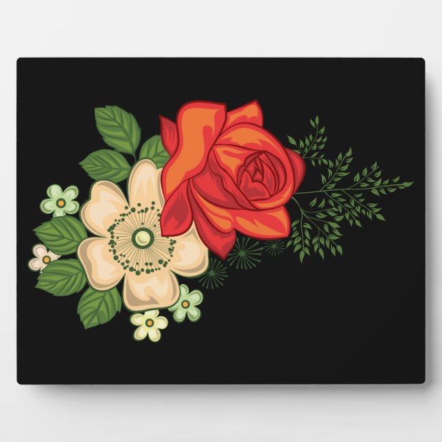 Rote Rose und schwarzer Hintergrund Fotoplatte (Vorderseite)