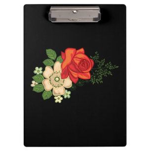 Rote Rose und schwarzer Hintergrund Klemmbrett