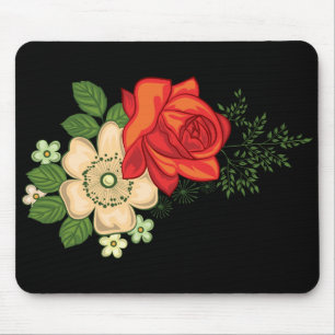 Rote Rose und schwarzer Hintergrund Mousepad