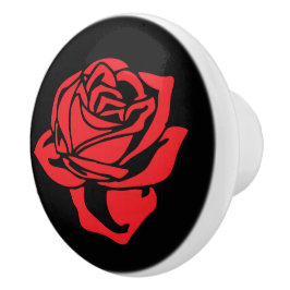 Rote Rose und schwarzer Keramik Keramikknauf