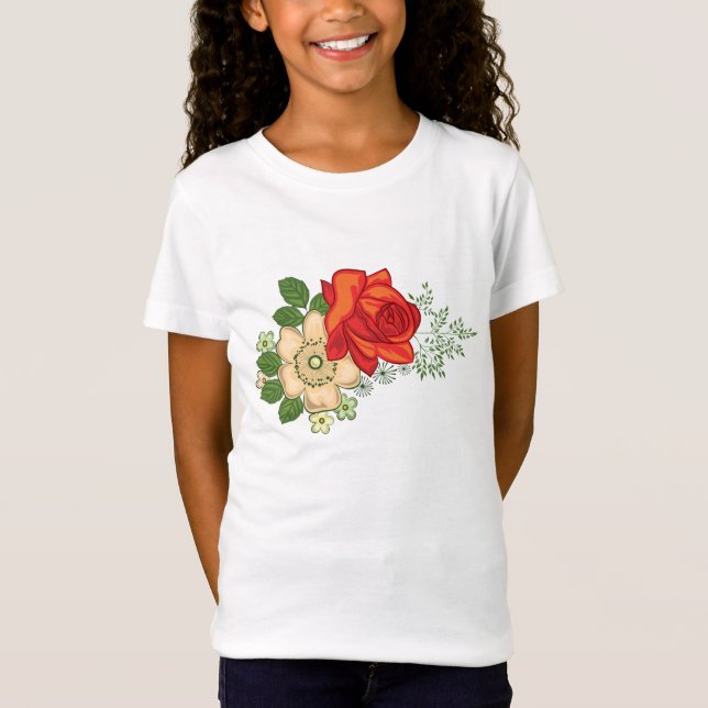Rote Rose und T - Shirt Daisies (Vorderseite)