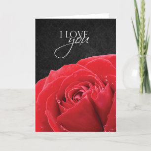 Rote Rose und Wassertropfen   I Liebe You Card Feiertagskarte