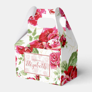 Rote Rose und weißer klassischer Druck Platzkarte  Geschenkschachtel