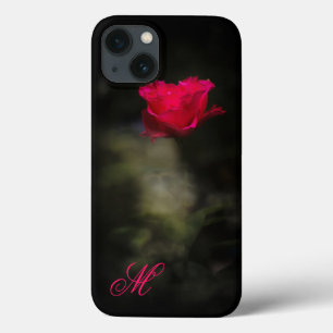 Rote Rose und weißes Rauch.Monogrammm. Case-Mate iPhone Hülle