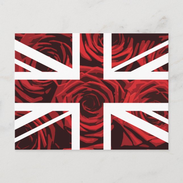 Rote Rose Union Jack British (UK) Flag Postkarte (Vorderseite)