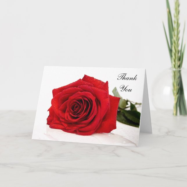 Rote Rose Vielen Dank Note Card Dankeskarte (Vorderseite)