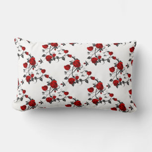 Rote Rose Vine Print Lumbar Kissen