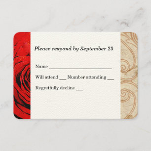 Rote Rose Vintage Hochzeit RSVP Karte