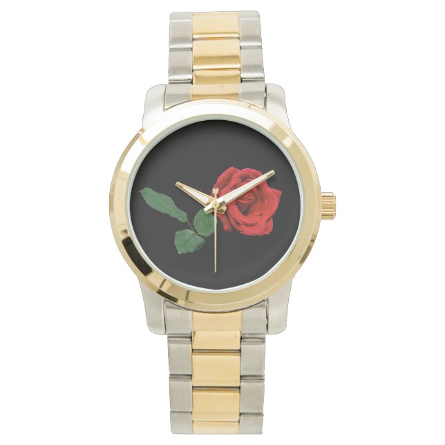 Rote Rose von Singles Armbanduhr (Vorderseite)