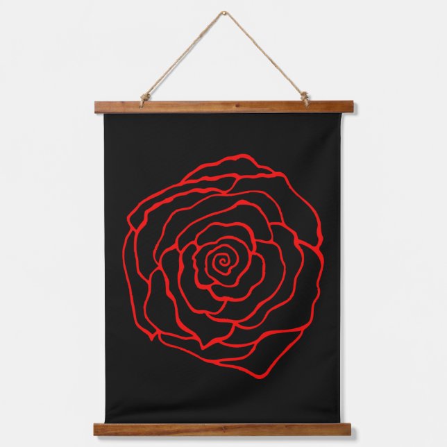 Rote Rose Wall Art Tapestry Wandteppich Mit Holzrahmen (Vorderseite)