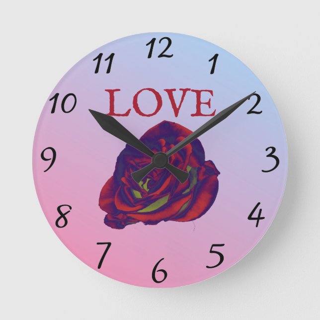 rote Rose Wall Clock Runde Wanduhr (Vorderseite)