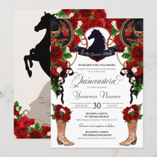 Rote Rose  Wappen Charro Western Einladung
