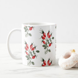 Rote Rose Wasserfarbe Hüfte Berries Muster Kaffeetasse