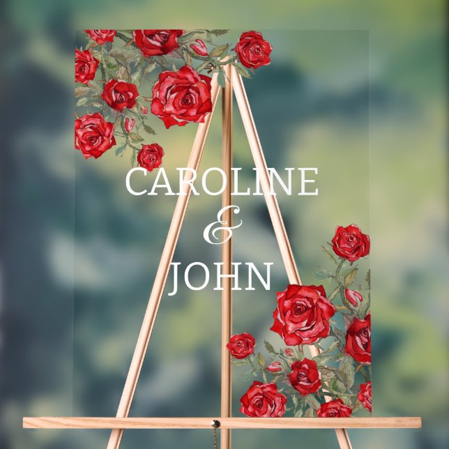 Rote Rose Wasserfarben Acrylschild (Neutral)