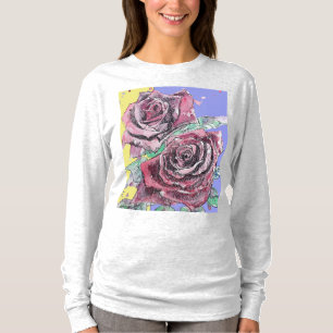 Rote Rose Wasserfarbige Blume Blumenmotive Rose Ma T-Shirt