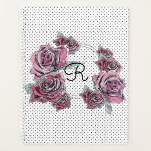 Rote Rose Watercolor dot Womans Initial Planner Planer