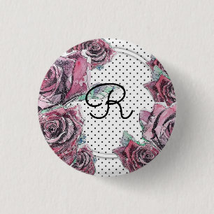 Rote Rose Watercolor dot Womans Ursprüngliches Ab Button