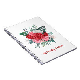 Rote Rose Watercolor Hochzeit Notizblock