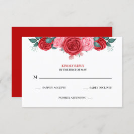 Rote Rose Watercolor Hochzeit RSVP Karte
