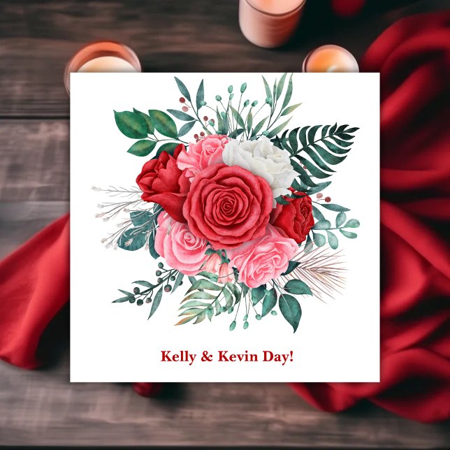 Rote Rose Watercolor Hochzeit Serviette (Red Rose Watercolor Wedding Napkins)