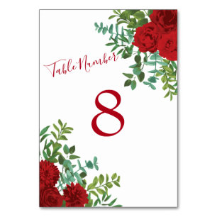 Rote Rose Wedding Elegant Classic Tischnummer