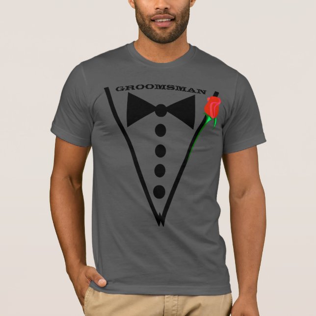 rote Rose Wedding Party Trauzeuge oder Trauzeuge T-Shirt (Vorderseite)