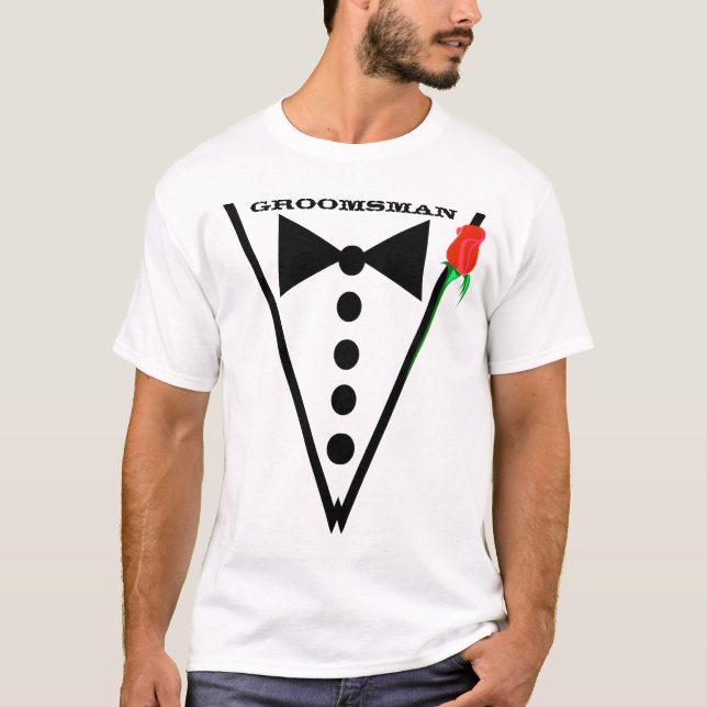 Rote Rose Wedding Party Trauzeuge oder Trauzeuge T-Shirt (Vorderseite)