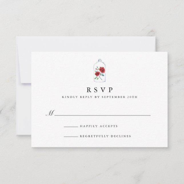 Rote Rose Wedding RSVP Cards (Vorderseite)